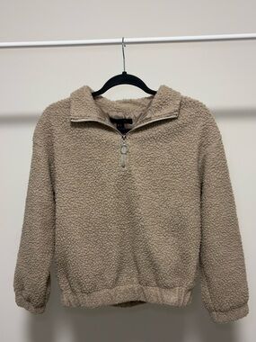 U2B Urban Basics Teddy Sherpa Fleece Half-Zip Pullover Sweater